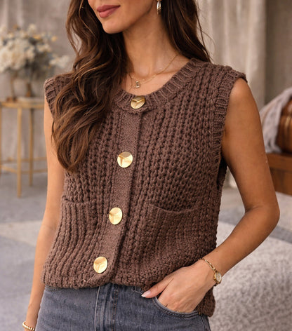 Gilet en Maille Sans Manches – Élégance Urbaine